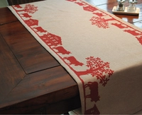 Tischläufer Alpes,45x130cm beige, Dekor rot waschbar bei 40° C_1