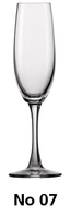 Chiara Champagner Glas No 18, 1dl+, 181 ml,  Ø 51 mm, H: 219 mm, Fussplatte Ø 67 mm_1
