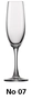 Chiara Champagner Glas No 18, 1dl+, 181 ml,  Ø 51 mm, H: 219 mm, Fussplatte Ø 67 mm