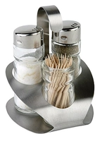 Pro Menage Salz, Pfeffer + Zahnstocher Edelstahl, matt, 9.2 x 8.5 cm, H: 11.5 cm_1