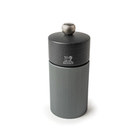 Peugeot Line Pfeffermühle gerillt, dunkelgrau,  Deckel aus Holz, karbonschwarz, H: 12 cm