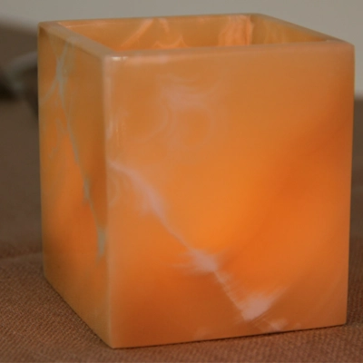 Square Windlicht, handgefertigt, Höhe 9 cm, aus Alabaster, quadratisch, 8 x 8 cm_2