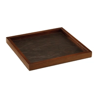 Chic Plain Brown Holz Tablett, 25 x 25 cm 