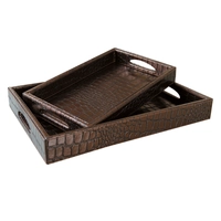 Chic Plain Brown Holz Tablett, 50 x 35 cm  