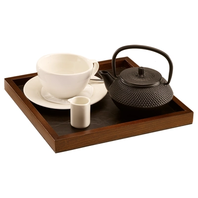 Chic Plain Brown Holz Tablett, 25 x 25 cm _2