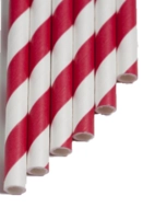 Papier Trinkhalm gerade, rot-weiss, 6x210mm _1