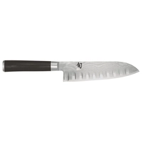 Shun Serie Damaststahl Santoku mit Kullenschliff Klingenlänge 16.5cm