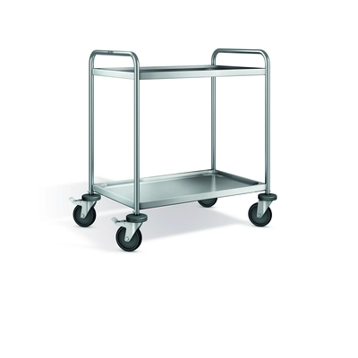 Servierwagen mit 2 Borde stahlverzinkte Lenkrollen SW 8 x 5-2, Edelstahl 18/10,  900 x 600 x 950 mm_1
