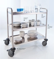 Servierwagen mit 3 Borde Kunststoff Lenkrollen, SW 8 x 5-3, Edelstahl 18/10,  900 x 600 x 950 mm_1