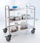 Servierwagen mit 3 Borde Kunststoff Lenkrollen, SW 8 x 5-3, Edelstahl 18/10,  900 x 600 x 950 mm