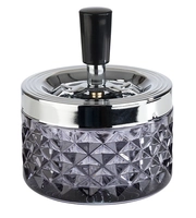 Drehaschenbecher Push, 9.5cm Ø, H: 11cm, dark grey Glas, glänzend     _1