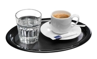 Serviertablett Kaffeehaus, 26 x 20 cm, H: 1.5 cm,  oval, Melamin, schwarz_1